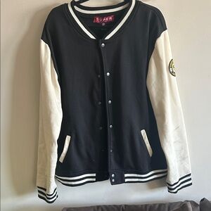 Black and White Varsity Bomber Jacket